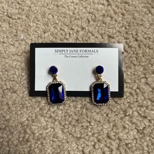 Blue Geometric Drop Earrings